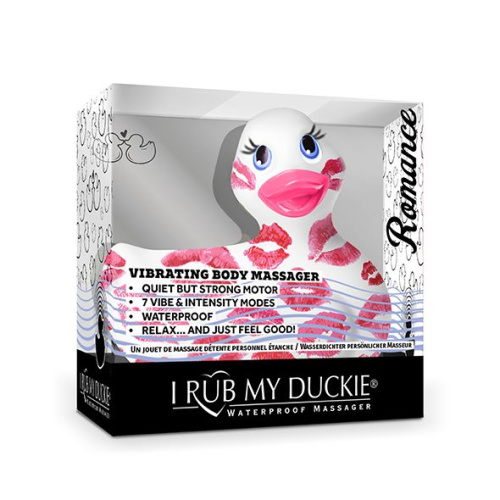 Big Teaze Toys I Rub My Duckie Romance 2.0 -  вибратор уточка, 9 см (белый с красным)